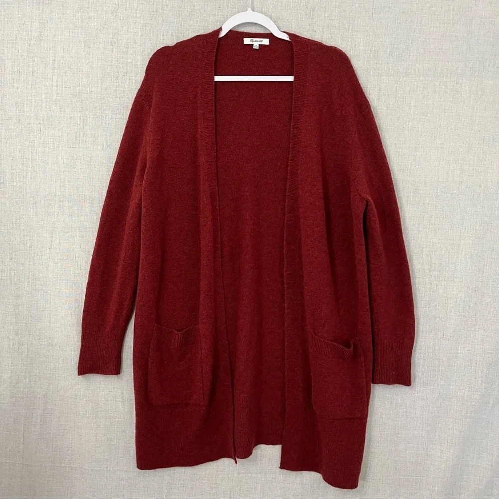 Madewell Dark Red Open Front Wool‎ Alpaca Blend Long Cardigan Medium